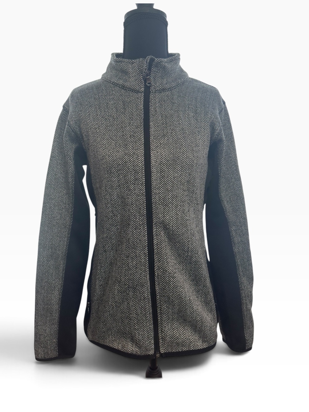 Marc New York Black & White Herringbone Full-Zip Utility Jacket